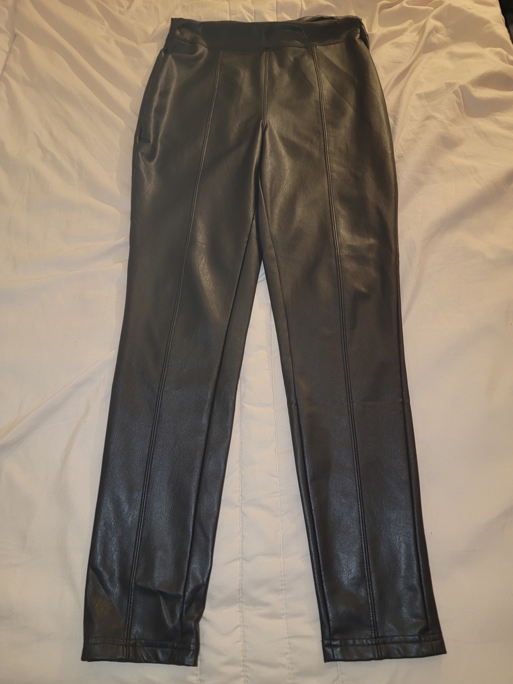 Black Faux Leather Pants - Classic Slim Fit